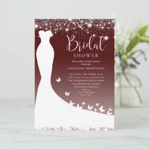 Elegant Burgundy String Lights Bridal Shower Invit Invitation