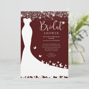 Elegant Burgundy String Lights Bridal Shower Invit Invitation