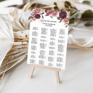Elegant Burgundy Summer Alphabetical Seating Chart