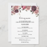 Elegant Burgundy Summer Floral Kissing Menu<br><div class="desc">This elegant burgundy summer floral kissing menu is perfect for a modern wedding reception. The design features beautiful burgundy blush bordeaux hand-drawn roses,  neatly arranged into attractive frames and bouquets.</div>