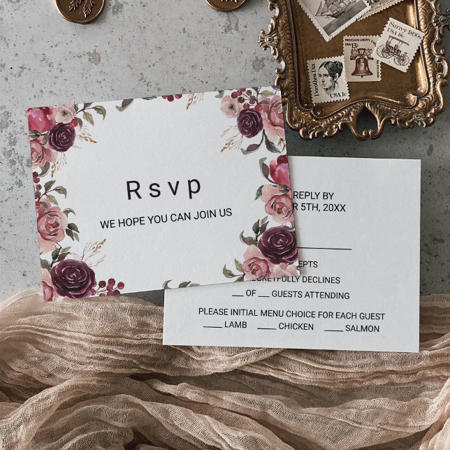 Elegant Burgundy Summer Floral Menu Choice (Creator Uploaded)