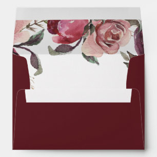 Elegant Burgundy Summer Floral Wedding Invitation Envelope
