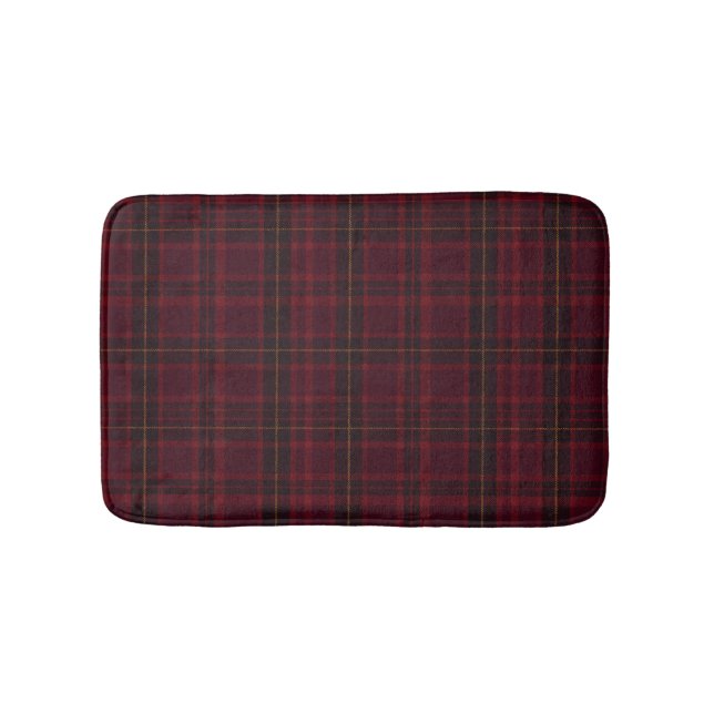 Elegant Burgundy Tartan Bath Mat (Front)