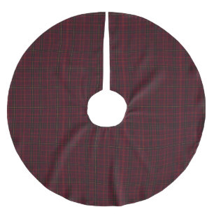 Elegant Burgundy Tartan Brushed Polyester Tree Skirt