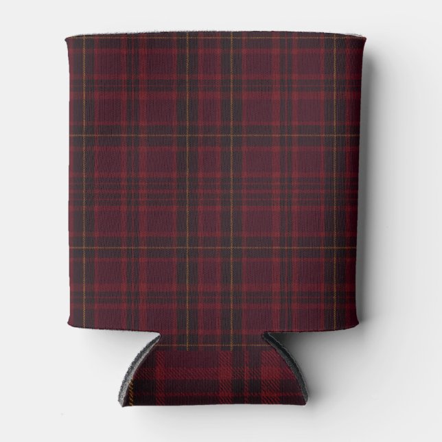 Elegant Burgundy Tartan Can Cooler (Front)