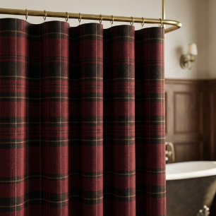Elegant Burgundy Tartan Shower Curtain