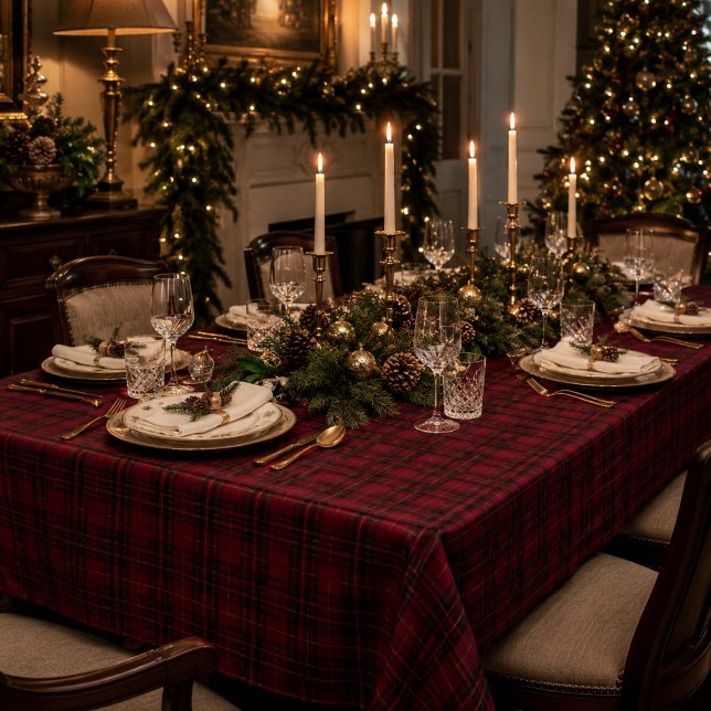 Elegant Burgundy Tartan Tablecloth (Creator Uploaded)