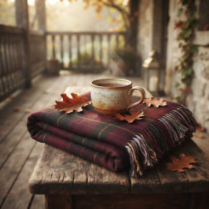 Elegant Burgundy Tartan Throw Blanket