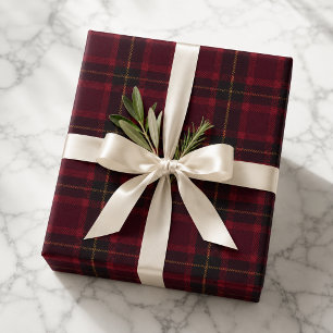 Elegant Burgundy Tartan Wrapping Paper Sheet