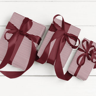 Elegant Burgundy Thin Striped Wrapping Paper