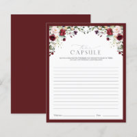 Elegant Burgundy Time Capsule Floral Shower Game