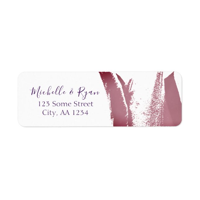 Elegant Burgundy Tulip Floral Address Wedding (Front)
