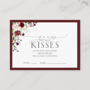 Elegant Burgundy Watercolor Bridal Shower Game Enclosure Card