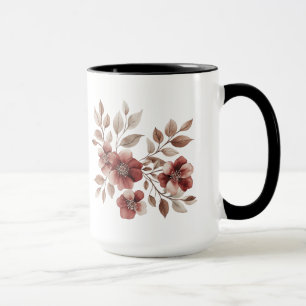 Elegant Burgundy Watercolor Floral Bouquet Mug