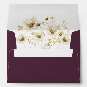 Elegant Burgundy Watercolor Floral Wedding Envelope