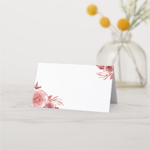 Elegant Burgundy Watercolor Roses Wedding Place Card