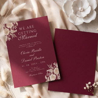 Elegant Burgundy We Are Getting Married Wedding Invitation
