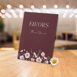 Elegant Burgundy Wedding Favors Sign Bridal Shower