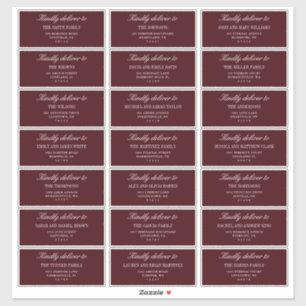 Elegant Burgundy Wedding Guest Address Labels 