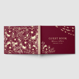 Elegant Burgundy Wedding Guest Book