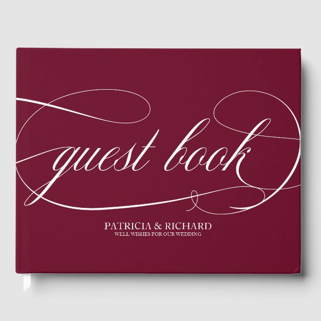 Elegant Burgundy Wedding Guest Book (Front)