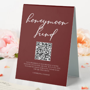 Elegant Burgundy Wedding Honeymoon Fund QR Code