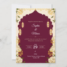 Elegant Burgundy Wedding Invitation Card