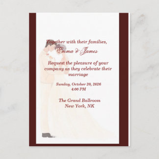 Elegant Burgundy Wedding Invitation Postcard