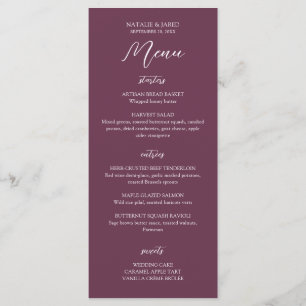 Elegant Burgundy Wedding Menu
