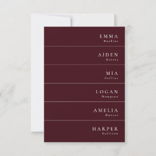 Elegant Burgundy Wedding Name Place Cards