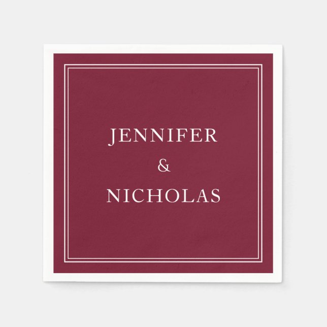 Elegant Burgundy Wedding Napkin (Front)