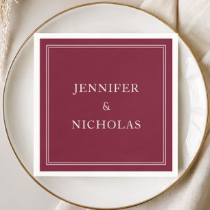 Elegant Burgundy Wedding Napkin