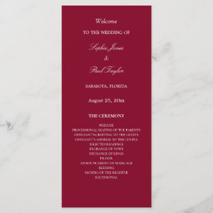 Elegant Burgundy Wedding Program