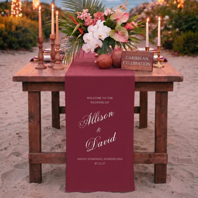 Elegant Burgundy Wedding Reception Table Decor  Short Table Runner (Creator Uploaded)