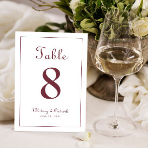 Elegant Burgundy Wedding Reception Table Formal Number
