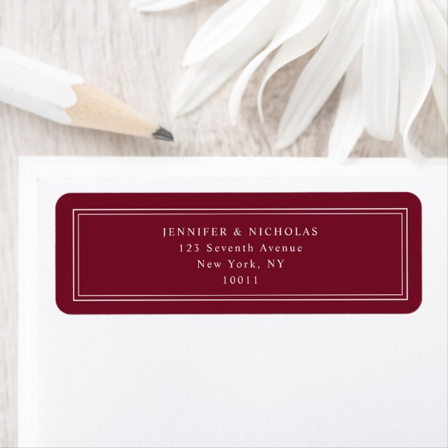 Elegant Burgundy Wedding Return Address (Insitu)