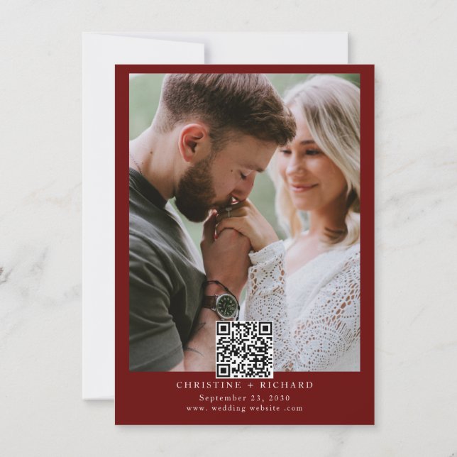 Elegant Burgundy Wedding Save the Date  (Back)