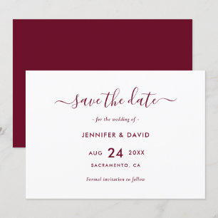 Elegant Burgundy Wedding Save The Date