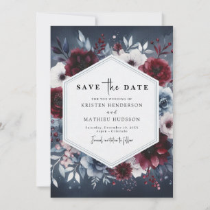 Elegant Burgundy Wedding Save The Date