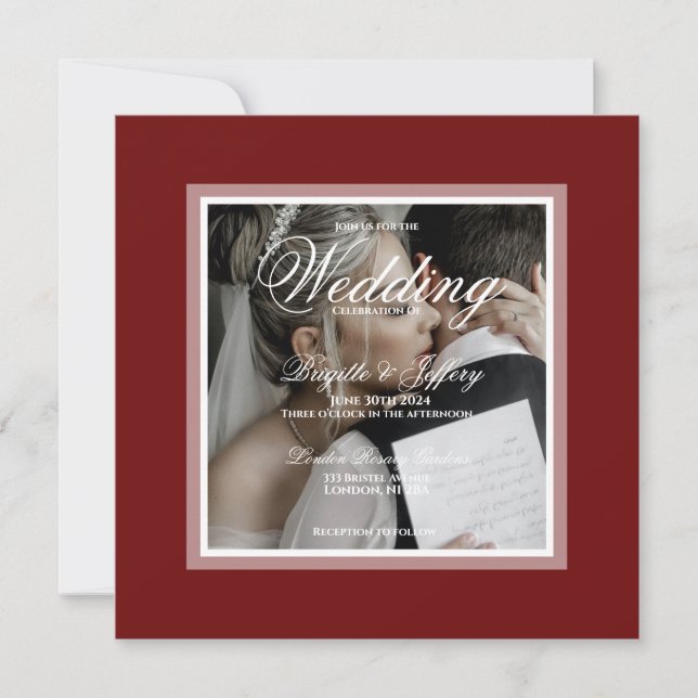 Elegant burgundy Wedding Save The Date  Invitation (Front)