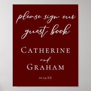 Elegant Burgundy Wedding Sign Our Guest Book