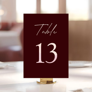Elegant Burgundy Wedding  Table Number