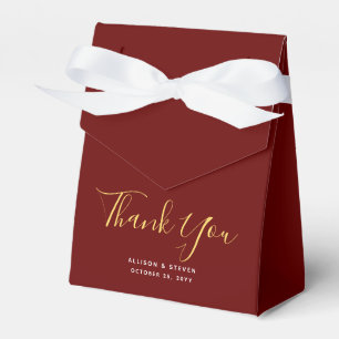 Elegant Burgundy Wedding Thank You Script Monogram Favour Box