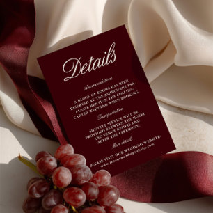 Elegant Burgundy Wedding Website Enclosure Card