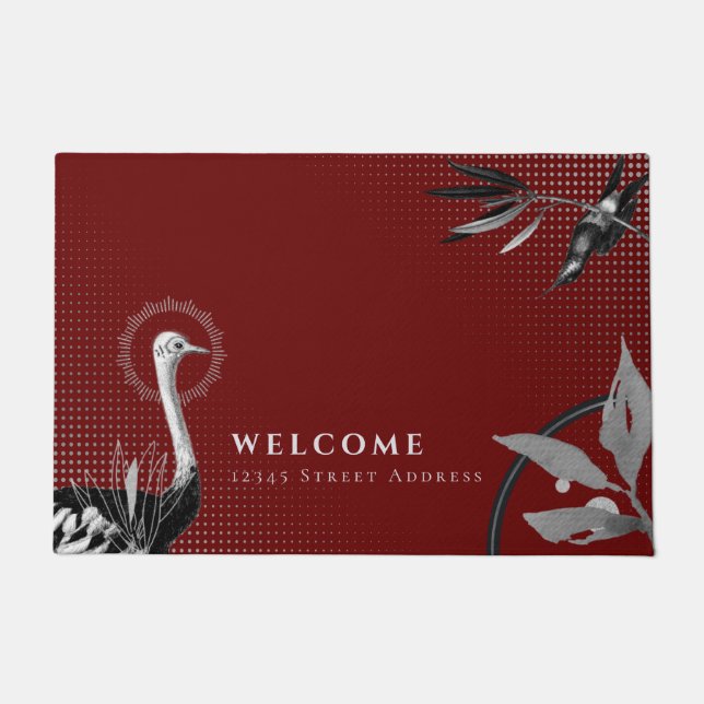 Elegant Burgundy Welcome & Address Doormat (Front)