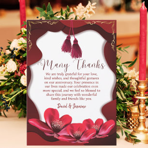 Elegant Burgundy & White Boho Wedding Anniversary Thank You Card