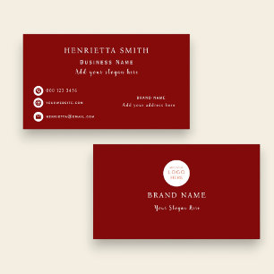 Elegant Burgundy White Script Modern Business Card