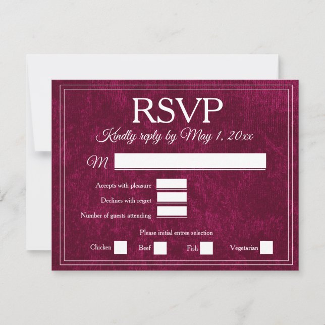 Elegant Burgundy Wine Berry Velvet RSVP Wedding (Front)