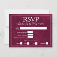 Elegant Burgundy Wine Berry Velvet RSVP Wedding