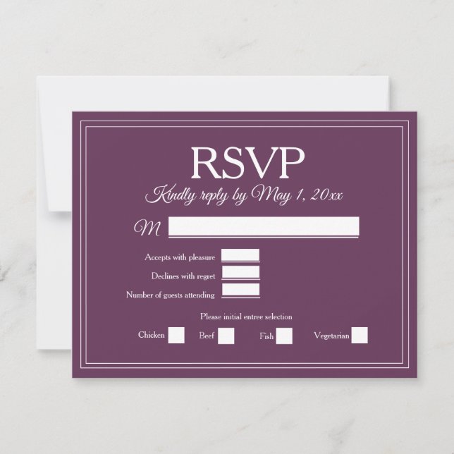 Elegant Burgundy Wine Berry Velvet Wedding RSVP (Front)